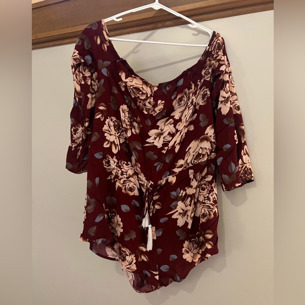 Floral burgundy Romper